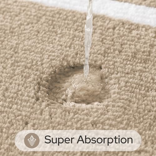 HOMEIDEAS Bathroom Rugs Sets 2 Piece, Super Soft and Absorbent Microfiber Tufted Bath Mats, Non-Slip and Machine Washable Bath Rugs(Beige) - color: Beige