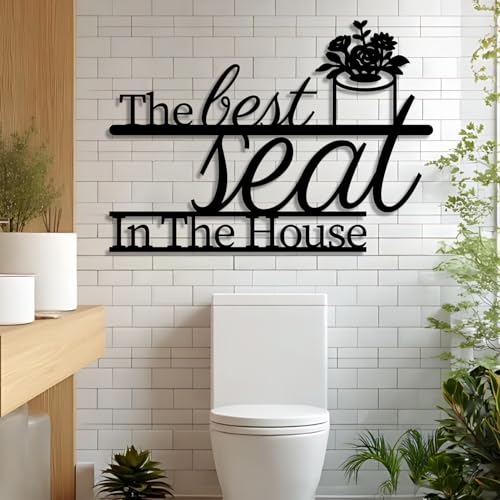 Maclou Bathroom Metal Wall Art, The Best Seat in The House Wall Art, Funny Metal Toilet Wall Art, Bathroom Wall Decor Funny, Metal Wall Decor (Black,19"x13" / 47x34cm) - color: Black, size: 19"L x 13"W
