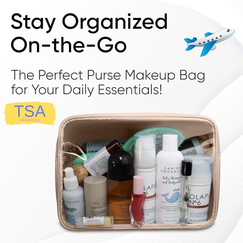 Large Clear Makeup Bag TSA-Approved Travel Cosmetic Pouch Spacious Transparent Toiletry Bag for Women and Girls Waterproof Clear Organizer Case Beige - color: Beige, style: Large