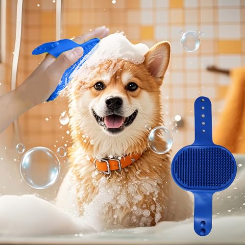 NVNAN Cat & Dog Grooming Glove and Curry Brush Set | Includes grooming glove and curry bath brush for deshedding, bathing, brushing, and gentle pet hair removal - color: Gloves + Brush