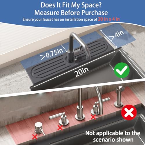 Kitchen Faucet Mat, Diatomite Sink Faucet Mat Splash Guard for Kitchen, Water Absorbing Stone Tray for Sink, Quick Drying Faucet Mat for Kitchen Sink, Absorbent Stone Drying Tray for Bathroom Counter - color: Dark Gray Style 2, size: 20" x 4"