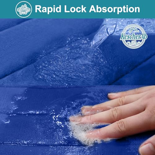 Bathroom Rugs Sets 3 Pieces Thicker Memory Foam Bath Mat with Non Slip Backing, Machine Wash, Dries Quickly, Ultra Soft Blue Bath Carpet with Toilet Rug for Bathroom,Kitchen,Tub - color: Blue, size: 31" X 19" + 23" X 15" + U19" X 15"
