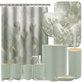 Lnond Sriral Green Bathroom Set, Green Abstract Cubes Bathroom Accessories Sets Complete, Luxury Restroom Set with Shower Curtain and Rugs, Trash Can, Toilet Brush Holder Set & Soap Dispenser - style: Sriral Green