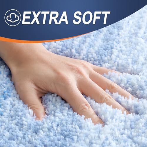 OLANLY Bathroom Rug Set 2 Piece, Soft Absorbent Microfiber Bath Mats and U-Shaped Contour Toilet Rug, Non-Slip, Machine Wash Dry, Plush Shaggy Bath Mats for Bathroom (24"x16"+24"x20", Light Blue) - color: Light Blue, size: 24" X 16" + U24" X 20"