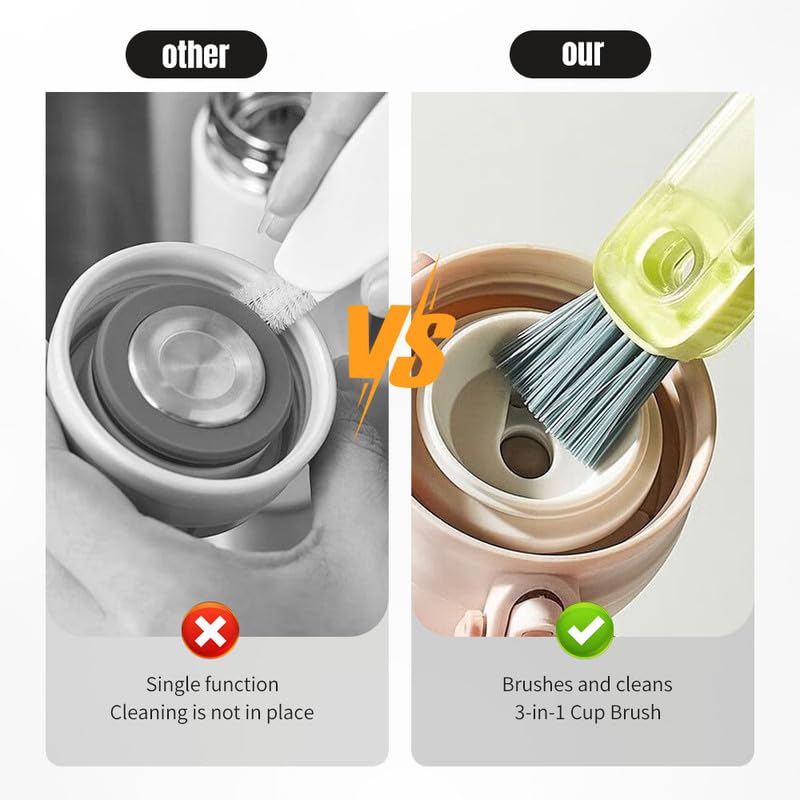 Moonboat 3 in 1 Cup Lid Cleaning Brush, 2024 New Portable Crevice Cleaning Brush Set for Baby Bottle Gap Tight Spaces Cup, Rotatable Cup Lid Cleaner Cup Mouth Scrubber, A-3 Pcs - color: A-3 Pcs