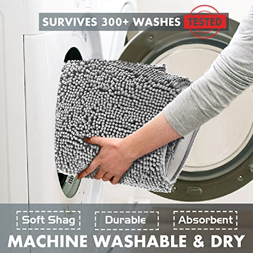 LuxUrux Toilet Rugs U Shaped Washable, Bathroom Toilet Mat, Extra-Soft Plush Bath Bathroom Rug,1'' Chenille Microfiber Material, Super Absorbent Shaggy Machine Wash & Dry (20 x 20 inch, Light Grey) - color: Light Grey, size: 20'' X 20'' U