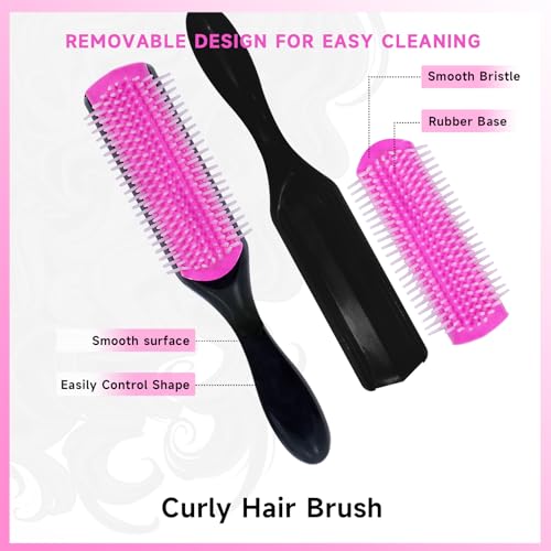 11 Pcs Hair Brush Set, Detangle Hair Brush And Spray Bottle, 3 Pieces Smooth Hairbrush For Toddlers, Suitable For Wet and Dry Hairstyles, Suitable For Adults And Children. (Pink) - color: Pink