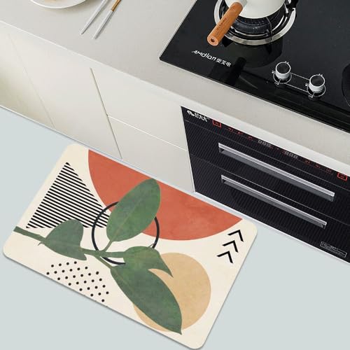 Diatomaceous Earth Bath Mat,Abstract Art Leaf Sun Non-Slip Volume Super Absorbent Fast Drying for Bathroom Kitchen Door mat,Eco-Friendly Easy to Clean 20×31Inch (50 * 80cm) - color: Abstract Art Leaf Sun, size: 1'8" x 2'8" (Rectangular)