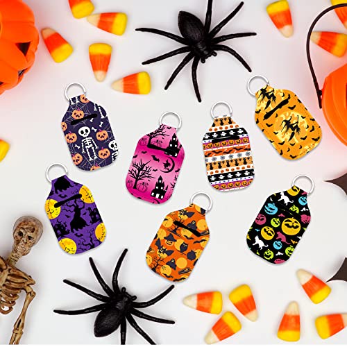 Duufin 60 Pcs Halloween Hand Sanitizer Holder Keychain Empty Bottle Bulk | Including 30 Pcs Hand Sanitizer Keychain Holder and 30 Pcs Refillable Empty Travel Bottles, Halloween Style - color: Halloween Style