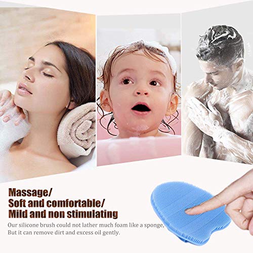 1 Pack Soft Silicone Shower Brush,Bath Exfoliating Skin Massage Scrubber | Body & Face & Short Hair Wash, Dry Skin Brushing Glove Loofah, Fit for Sensitive and All Kinds of Skin (Purple) - color: Purple
