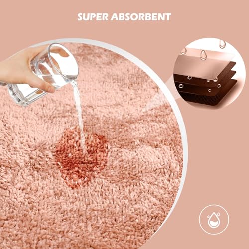 Bathroom Rugs Sets 3 Piece with Adjustable Toilet Seat Cover 17.5"x 15" Machine Washable Bath Rug Set with TPR Non Slip Rubber Backing Solid Bath Mat Set for Luxury Bathroom Decoration - color: Blush Pink