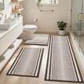 HEBE Chenille Bathroom Rugs Sets 3 Piece, Non Slip Washable Bath Mats Set | Absorbent Bathroom Mat Set, Soft Bath Rugs, Ultra Plush Bath Mat and U-Shaped Contour Toilet Rug Set for Tub Shower, Brown - color: Brown