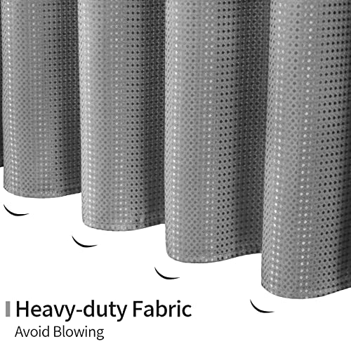 MitoVilla Grey Long Shower Curtain 72 x 78, Modern Fabric 78 inches Long Shower Curtain Set with Snap-in Line, Luxury Cloth Shower Curtain with Mesh Top Window for Hotel Spa Bathroom Decor - color: Grey, size: 72"W x 78"L (Pack of 1)
