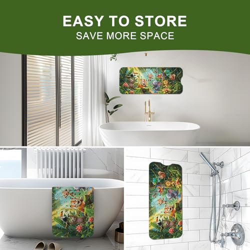 XIYUNTE Upgrade Baby Bath Mat Non Slip - 40"x16" Extra Long Kids Bath Mat for Tub Non Slip Bathtub Mat Eco-Friendly Toddler Bath Mats with Suction Cups, Machine Washable and No Fading, Animal Forest - color: H-animal Forest