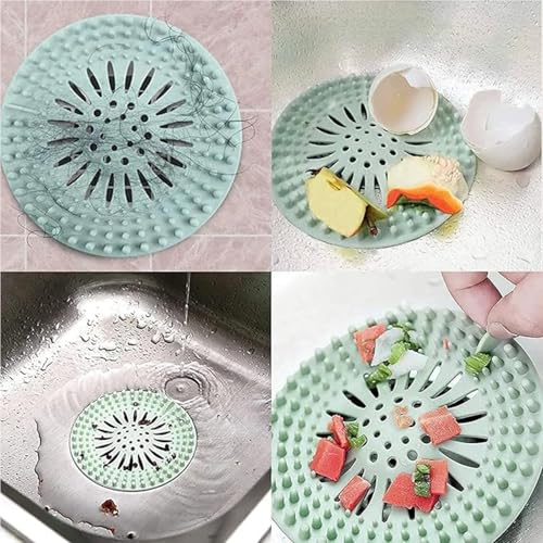 Hair Catcher Drain Cover Set for Shower Sink Floor Use Silicone Hair Stopper in Multiple Shapes Colors for Home Cleaning(Multicolor,Round) - color: Multicolor,round, size: F