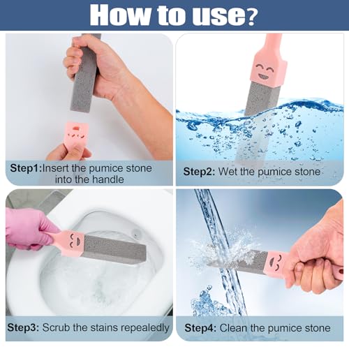 Navona 10 Pack Pumice Stone Scouring Sticks with 2 Universal Handles, Grey Pumice Stone Cleaner for Cleaning Toilets, Bathrooms, Kitchens, Spas and Pools - color: 10-PACK
