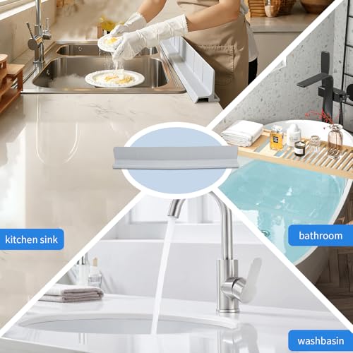 23" Silicone Kitchen Sink Splash Guard - Strong Suction Cup Design, Faucet & Countertop Protector for Bathroom & Sink Edge, Dishwasher Safe