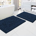 H.VERSAILTEX Bath Mats - Non Slip Luxury Chenille Bathroom Rugs, Extra Soft Absorbent Shaggy, Washable Fast Dry 2 Piece (Navy, 20" x 32"/17" x 24") - color: Navy, size: 20" x 32" Plus 17" x 24"