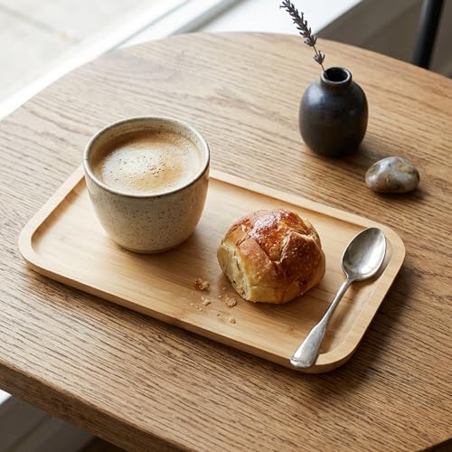 Small Wood Tray, Wood Tray for Bathroom Bamboo Serving Trays Nightstand Tray Countertop Bamboo Vanity Tray for Coffee Table BBQ Kitchen Ottoman Party Organizing and Home Decor