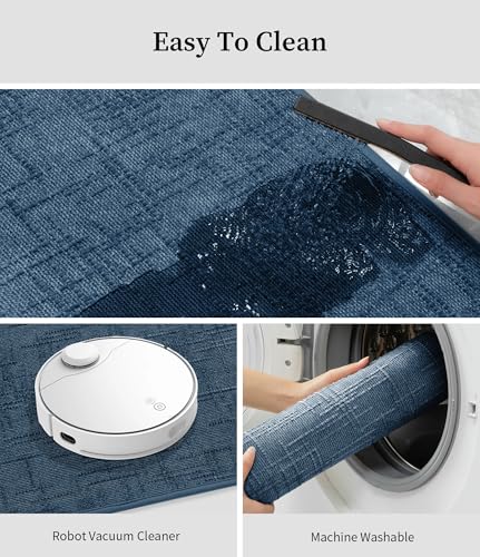 YIHOUSE Bathroom Rugs Sets 3 Piece Blue, 16x24+16x32+16x32in | Non Slip, Quick Dry, Absorbent Washable, Thin Fit Under Door, For Elder, Sink, Laundry - color: Blue, size: 16x24+16x32+16x32