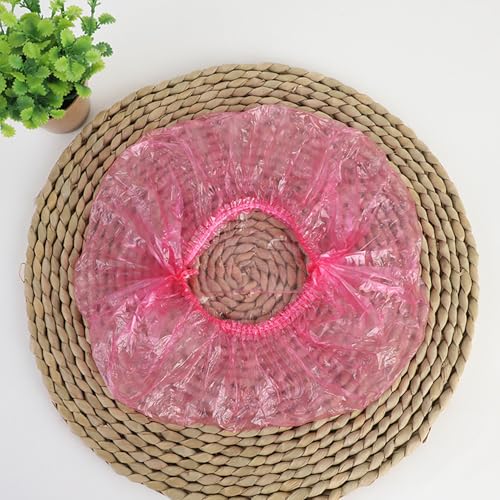 200 PCS Disposable Shower Caps Thickened Waterproof Hair Bath Caps for Women Men Girls Travel Spa Hotel Home Use Salon - Multi-Purpose Elastic Plastic Shower Caps, Essentials Accessories 18.1" (Pink) - color: Pink