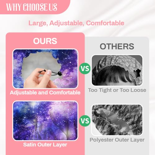 Starry Sky Reusable Shower Cap Milky Way Double Layer Waterproof Shower Caps Large Elastic Hair Cover Adjustable Hair - Drying Caps for Woman Man Bath SPA Travel One Size Fits Most - color: Starry Sky