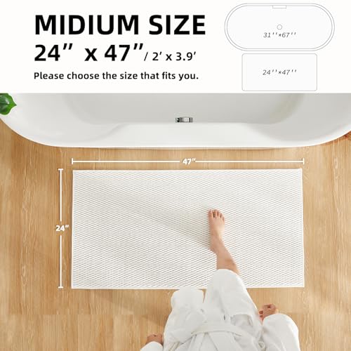 TYUU Bathroom Rugs Non Slip Washable, Super Absorbent Thin Bath Mat Quick Dry Low Pile Bathroom Rug, White 24"x47" - color: White, size: 2' X 3'11" (Rectangular)