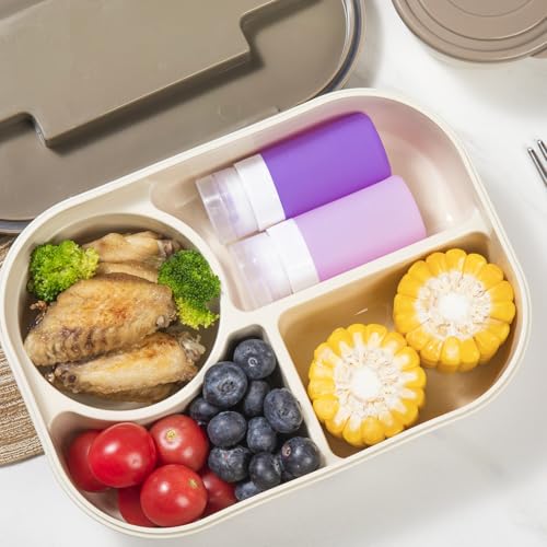 MICEBAY Condiment Squeeze Bottles for Sauces, 2-oz Mini Silicone Salad Dressing Container to Go with Snack Storage Bag, Leakproof Sauce Bottles for Lunch Box, 4 Pack, Purple - color: Purple, size: 2 OZ