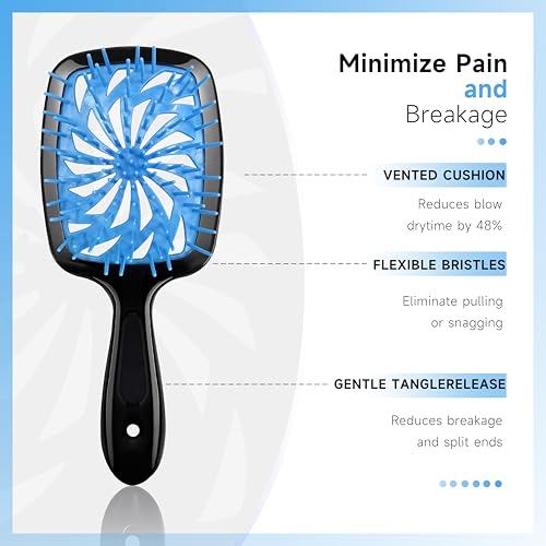 11 Pcs Hair Brush Set, Detangle Hair Brush And Spray Bottle, 3 Pieces Smooth Hairbrush For Toddlers, Suitable For Wet and Dry Hairstyles, Suitable For Adults And Children.(Blue) - color: Blue
