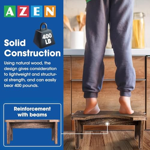 AZEN 2 Pack Wood Toilet Stool Squat Adult, Poop Stool for Bathroom Adults, Portable Toilet Potty Stools for Adults, 7 Inch Height (Black) - color: Black (2 Pack)