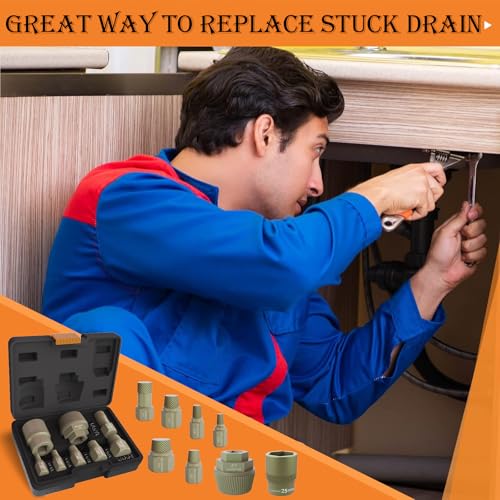 1.5" Tub Drain Extractor, 8PCS Pipe Nipple Extractor, Strong Grab Plumbing Tools, Remove The Old, Stubborn, Broken, Rusted Drain Tub Bathtub Stopper, with Solid Storage Case - size: 8-Pieces