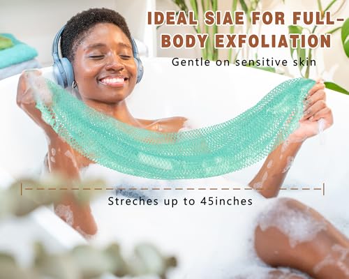 2 Pack African Net Sponge Exfoliating Body Scrubber Bath Sponge for Daily Use (Light Purple +Seafoam) - color: Light Purple +Seafoam