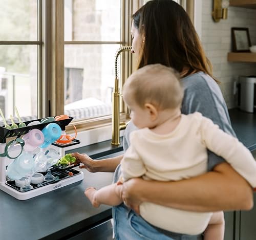 Dr. Brown's Drying Tower, Stand-Up Drying Rack, Countertop Baby Bottle Drying with Organized Storage for Baby Essentials, Space Saving Vertical Rack, Black/White - style: Stand-Up Drying Rack
