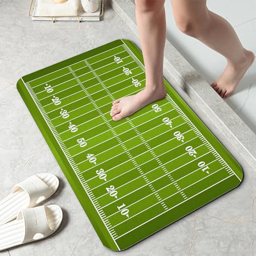American Football Field Bathroom Mat,Non-Slip Rubber Backing Thin Low-Profile Bath Rug,Easy-Clean Bathroom Floor Mat for Shower,Bathtub,Kitchen,or Entryway - color: American Football Field