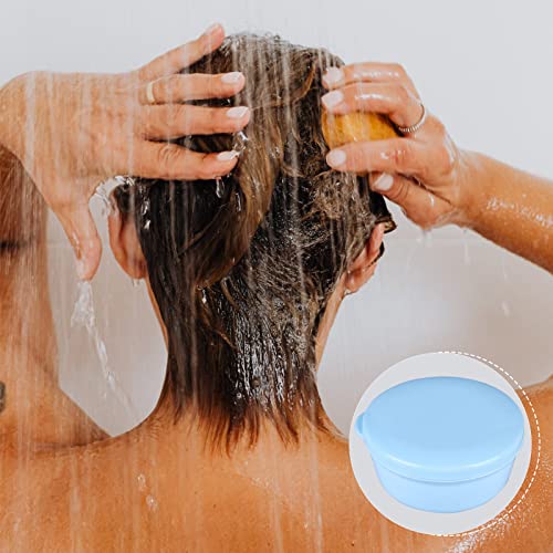 Round Travel Soap Case 2Pcs Portable Plastic Soap Container for Shampoo Bar | Plastic Soap Holder with Leak-Proof Lid for Bathroom Shower Gym (Blue) - color: Blue