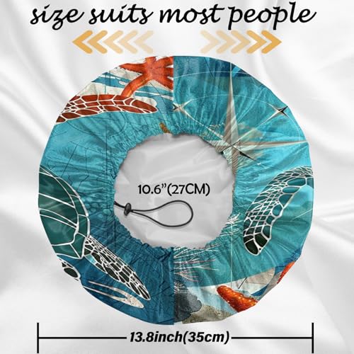 2 PCS Shower Cap Reusable Waterproof Double Layers Hair Caps Shower Bath Adjustable Elastic Hat for Women Girls Cute Aesthetic-Sea Turtle Frog - color: AI7-Sea Turtle Frog