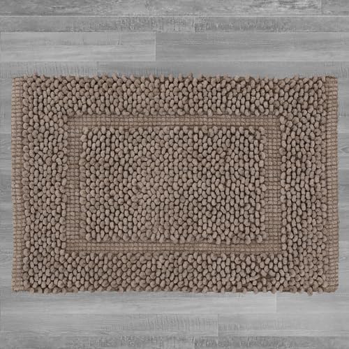 Jean Pierre New York 100% Chenille Cotton Skid Resistant Plush Bath Mat - 20"x32" Bathroom Rug - Brown Cappuccino - color: Brown Cappuccino, size: 1'8" x 2'8" (Rectangular)