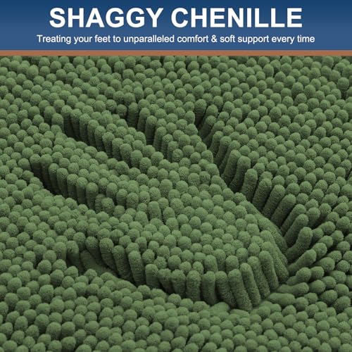 Smiry Luxury Chenille Toilet Rugs U-Shaped 20x20, Soft Absorbent Non-Slip Contour Bathroom Rugs for Toilet, Machine Washable Contoured Bath Mats, Olive Green - color: Olive Green, size: 20" X 20" Contour Rug