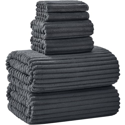 Extra Large Bath Towel Set of 6 (40"x80"),Oversized Bath Sheet Super Soft Highly Absorbent Microfibers Quick Dry Luxury Shower Towel for Bathroom Spa Gym Hotel Yoga (Charcoal Gray, 6Piece) - color: Charcoal Gray, size: 6Piece Towel Set