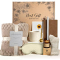 Birthday Gifts for Women, Personalized Self Care Gift Basket with 50"x60" Flannel Blanket, Spa Gift Set for Mom, Sister, Friend, Wife, Coworker, Thinking of You Care Package - color: Khaki-10 Pc