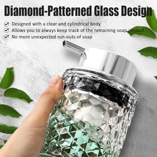 Malachi Foaming Hand Soap Dispenser, Refillable Clear Glass Foam Pump Bottle for Hand Soap, Dish Soap, Body Wash, Shampoo, Facial Cleanser & Baby Wash, Multi‑use for Bathroom, Kitchen & Commercial Use - color: Diamond Transparent