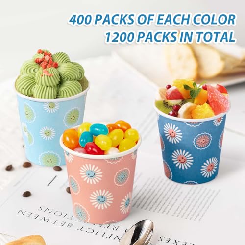 SIUQ 1200 Pack 3 oz Paper Cups, Disposable Bathroom Cups, Mini Mouthwash Cups, Small Cup 3 Ounce for Bathroom, Party, Picnic, BBQ, Travel(Daisy) - color: Daisy 3oz-1200 pack