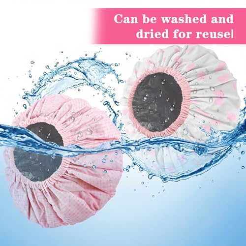 2 Pcs Deep Conditioning Heat Cap, Waterproof Reusable Hair Mask Cap, Double Layer Shower Steam Caps for Hair Dyeing, Perming, Long Thick Hairs Care