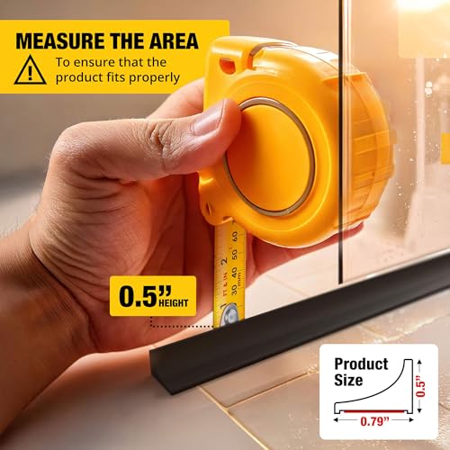 Shower Threshold Water Dam Barrier 39" - Black Collapsible Walk in Shower Water Guard - Door Bottom Seal Strip Leak Guard by Hippo Dam - color: Black, style: 39