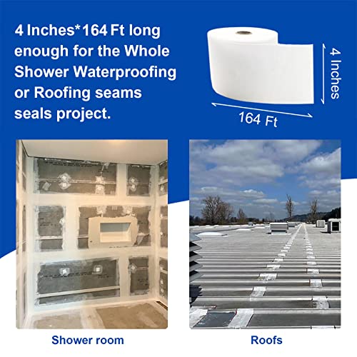 2 Pack 4 Inches x 164 Feet Waterproofing Membrane Anti Fracture Fabric, Reinforcing Water Barrier Drywall Mesh Tape, Liquid Waterproof Membrane Fiberglass Tape for Shower Wall,Seam - size: 2 Pack 4 Inches x 164 Feet (328ft total)