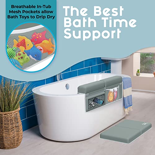 Comfortable Baby Bath Kneeler and Elbow Rest Pad Set - Kneeling Pad Bath Mat with 4 Toy Organizer Pockets,Non-Slip Baby Bathtub Mat, Waterproof and Easy to Clean