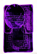 WPM WORLD PRODUCTS MART Bathroom Rugs Sets 3 Piece Bath Pattern Rug Set (20"x32")/Large Contour Mats (20"x20") with Lid Cover (Purple) - color: Purple