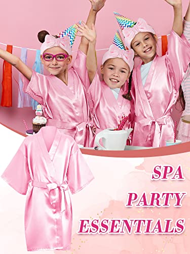 Xuhal 92 Pcs Spa Party Supplies Slumber Party Spa Pretend Play Set with Satin Robes, Headbands and Eye Masks, Sleepover Kit with Gift Bags, Total 10 Sets(Pink,14) - color: Pink, size: 14