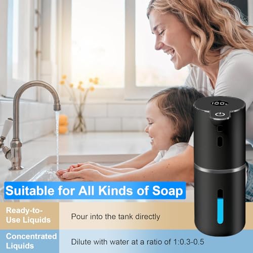 OHIFAST 2 Pack Automatic Liquid Soap Dispenser Touchless, USB Rechargeable Smart Hand Soap Dispenser, 6-Level Adjustable, 12.8oz/380mL, Compatible with Thick Thin Dish Soap for Bathroom Kitchen-Black - color: 2 Pack- Black, style: Liquid