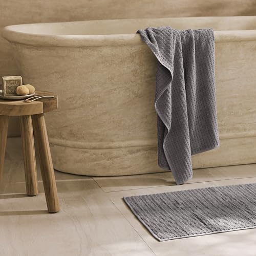 BOLL & BRANCH Turkish Waffle Bath Mat - Stone - 100% Organic Turkish Cotton - Soft Absorbent Quick Dry Luxury Bathroom Mat with Waffle Weave Texture - Spa Inspired Comfort - color: Stone, style: Waffle